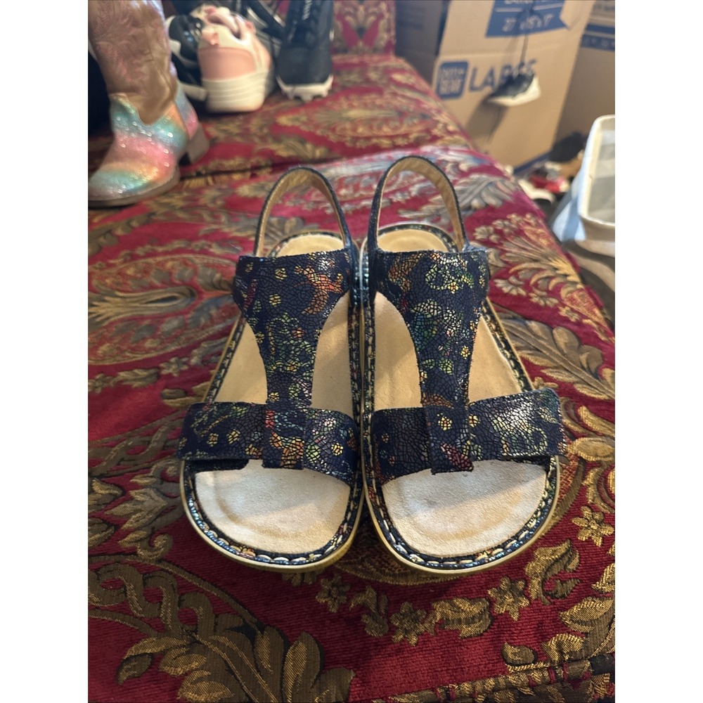 Alegria Kendra Size 38 US  8 Blue Mosaic T-strap Adjustable Sandals - EUC
